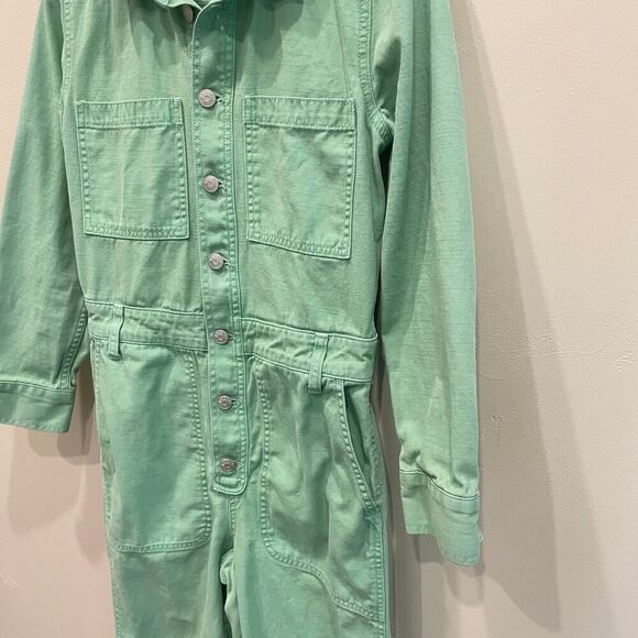 Madewell Garment-Dyed Relaxed Coverall Jumpsuit Pale Evergreen - Size: Small - Picture 9 of 13